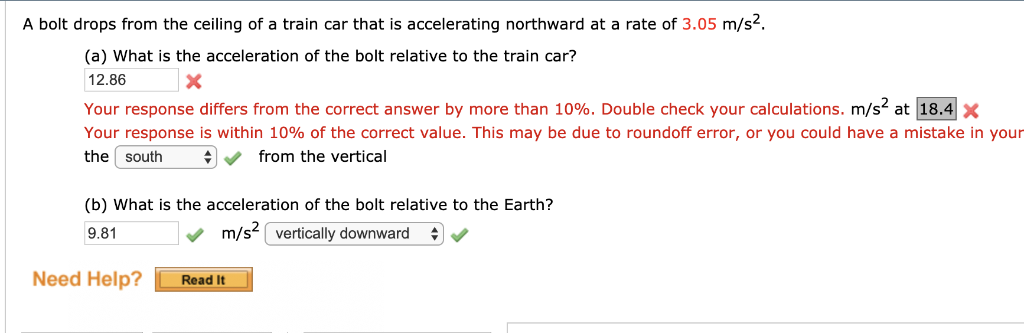 Solved A Bolt Drops From The Ceiling Of A Train Car That