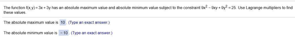 Solved The Function F Xyz Xyz 1 2 Has An Absolute Chegg Com