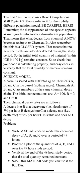 This In-Class Exercise uses Basic Computa Skill Topic 5-5. Please refer to it for the slightly different population model. BE