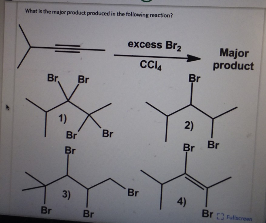 the major product produced in the following reaction?excess Br2 CCl4 Major ...