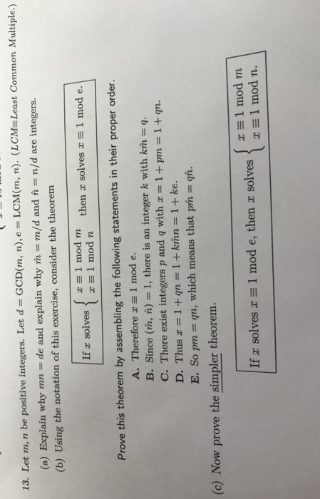 Solved Let M N Be Positive Integers Let D Gcd M N E Chegg Com