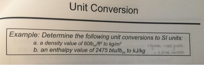 Solved Unit Conversion Example Determine The Following Unit Chegg Com