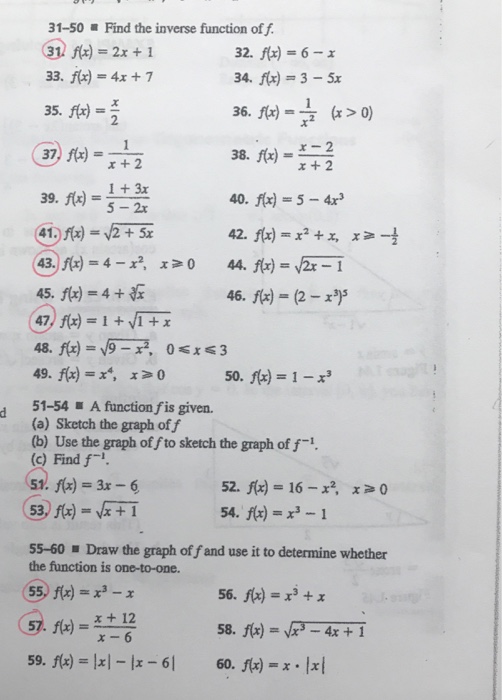 Solved 31 50 Find The Inverse Function Off 31 F X 33 Fx Chegg Com