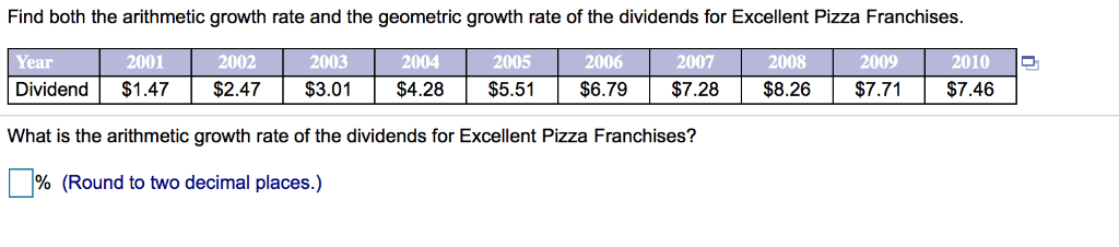 Solved Find Both The Arithmetic Growth Rate And The Geome Chegg Com