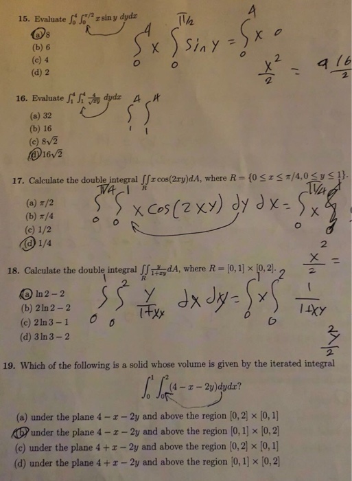 Solved 15 Evaluate J Sin 11 H B 6 C 4 D 2 2 2 Chegg Com