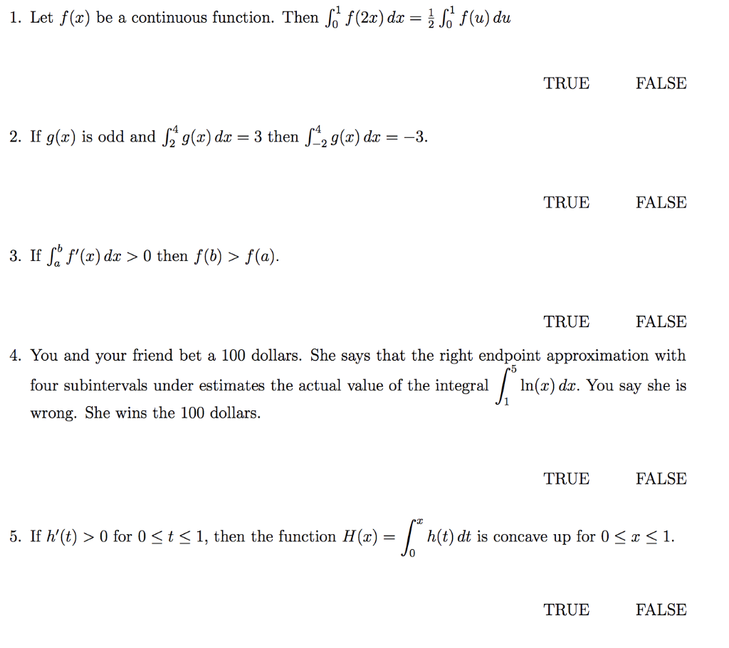 Solved 1 Let F X Be A Continuous Function Then So F 2x Chegg Com