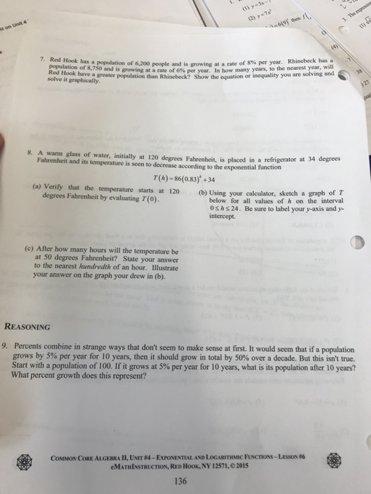 Solving exponential equations using logarithms common core algebra 2 homework image