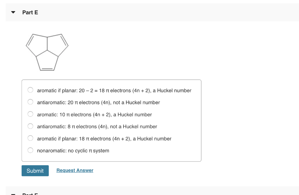 Solved Part E O Aromatic If Planar 2 18 Antiaromatic Chegg Com