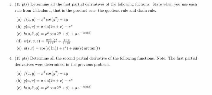 Solved Determine All The First Partial Derivatives Of The Chegg Com
