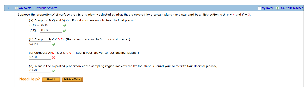 Suppose The Proportion X Of Surface Area In A Chegg Com