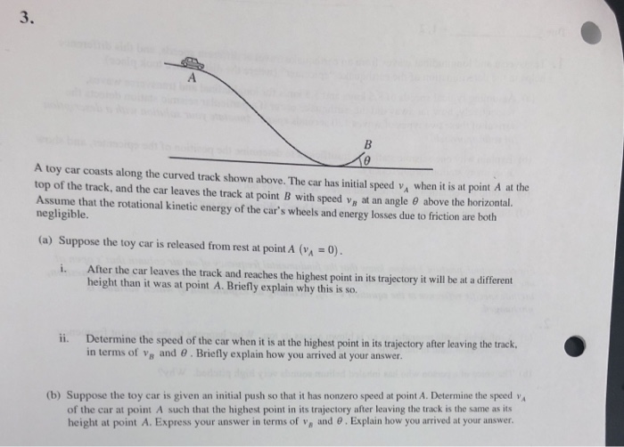 3 A Toy Car Coasts Along The Curved Track Shown Chegg 