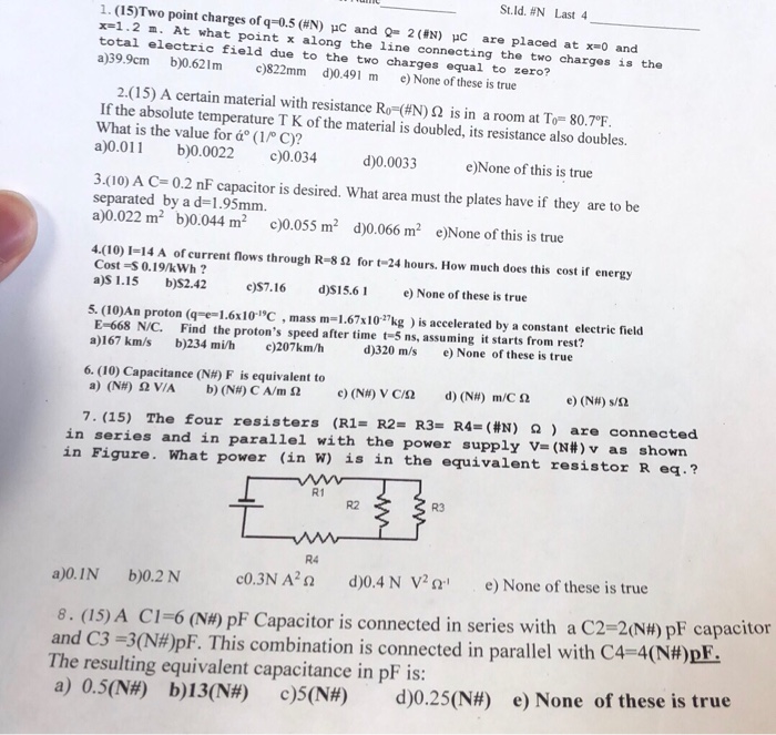 Solved St Ld N Last 4 1 15 Two Point Charges Ofq 0 5 Chegg Com