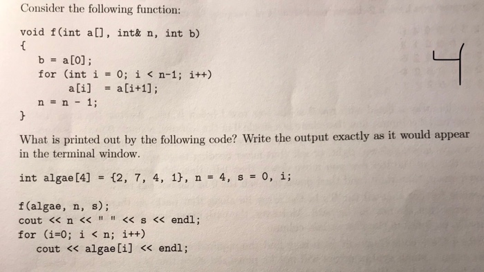 Solved Consider The Following Function Void F Int A I Chegg Com