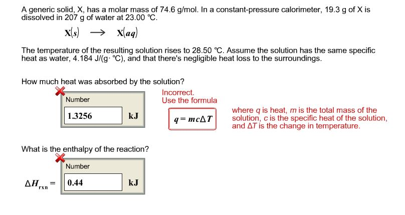 Solved A Generic Solid X Has A Molar Mass Of 74 6 G Mol Chegg Com