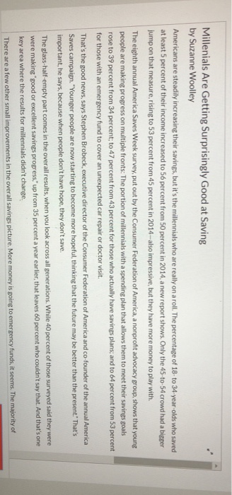 Solved Millenials Are Getting Surprisingly Good At Saving - 