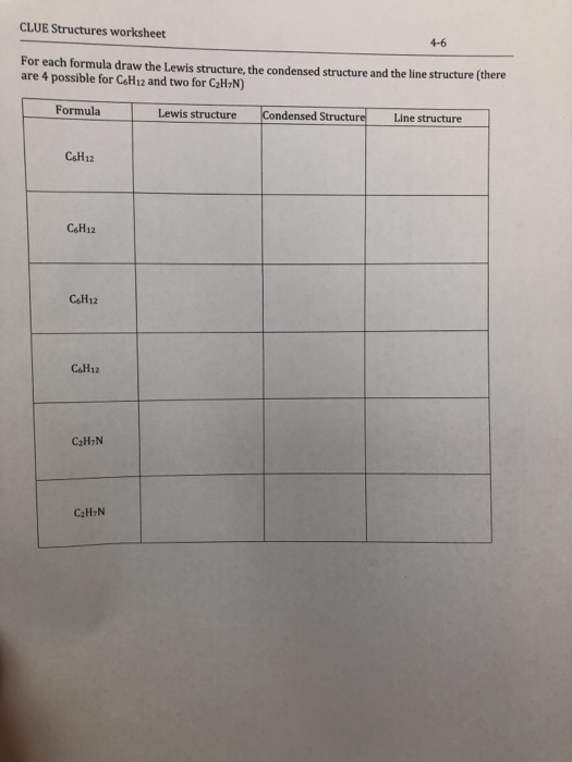 Clue Structures Worksheet 4 6 For Each Formula Draw Chegg Com