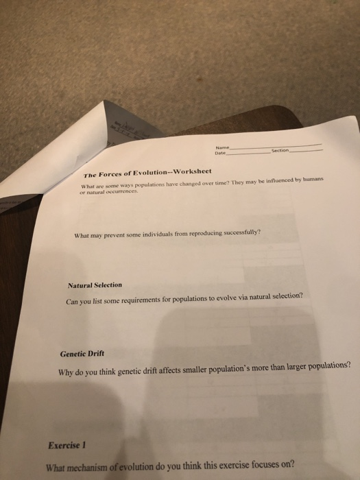 Solved The Forces of Evolution-Worksheet What are some ways | Chegg.com