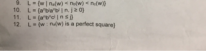 L = {w : na(w) is a perfect square) 12,