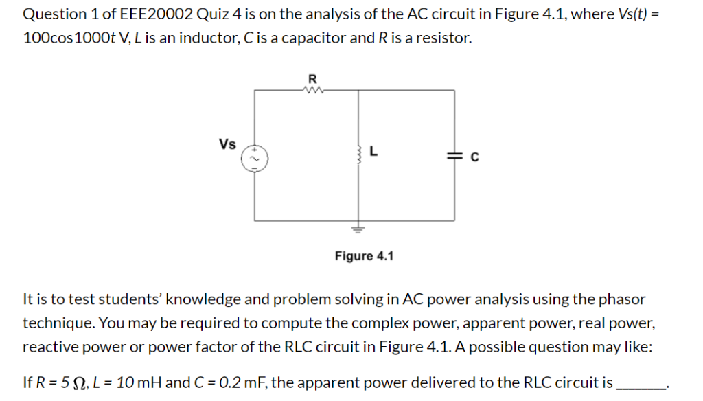 Solved Question 1 Of Eee002 Quiz 4 Is On The Analysis O Chegg Com