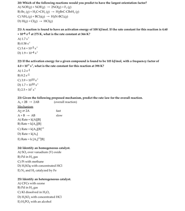 Solved Which Of The Following Reactions Would You Pre Chegg Com