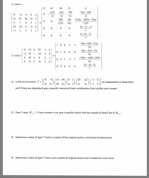 Solved F Reduce 3 19 30 21 1233 622 795 31 3ld 296 31 31 Chegg Com