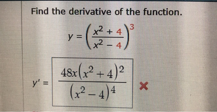 Solved Find The Derivative Of The Function Y X 2 Chegg Com