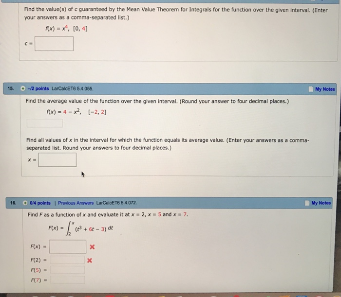 Solved Find The Value S Of C Guaranteed By The Mean Valu Chegg Com