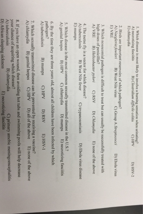 Solved I Which Disease Is Most Likely To Involve A Burni
