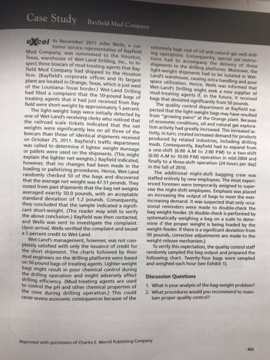 Bayfield mud company case study excel picture