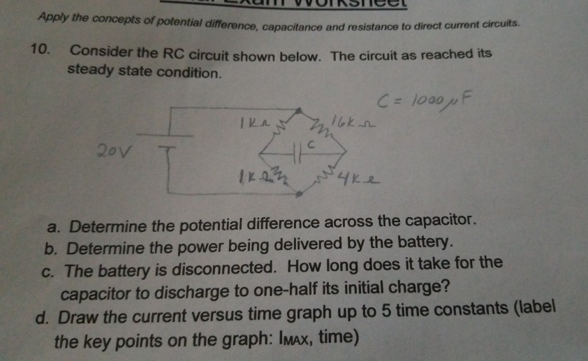 Finding the Steady State Potential Difference over a Capacitor in an RC  circuit with a Battery, Physics