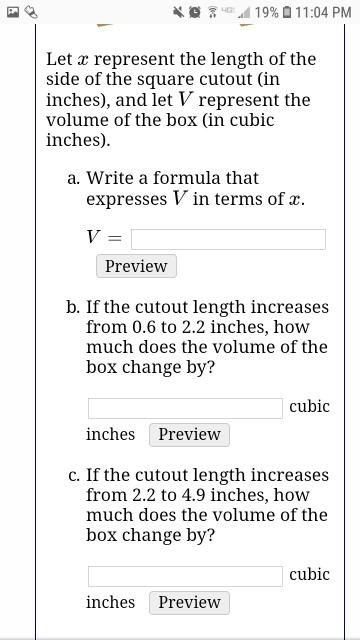 Solved I 令4g Alll 19 0 11 03 Pm A Box Is Formed By C Chegg Com