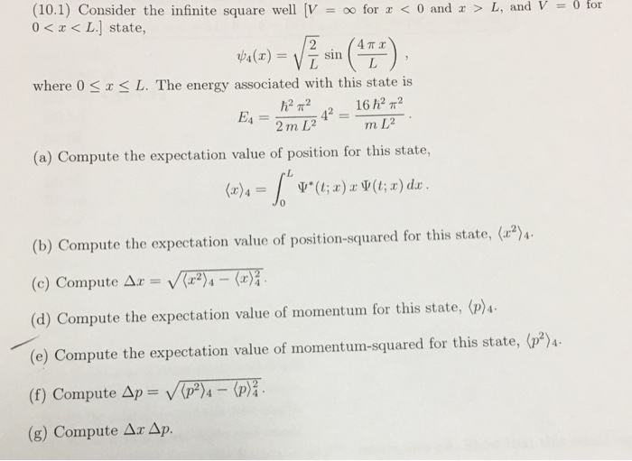 Solved 10 1 Consider The Infinite Square Well V Oo F Chegg Com