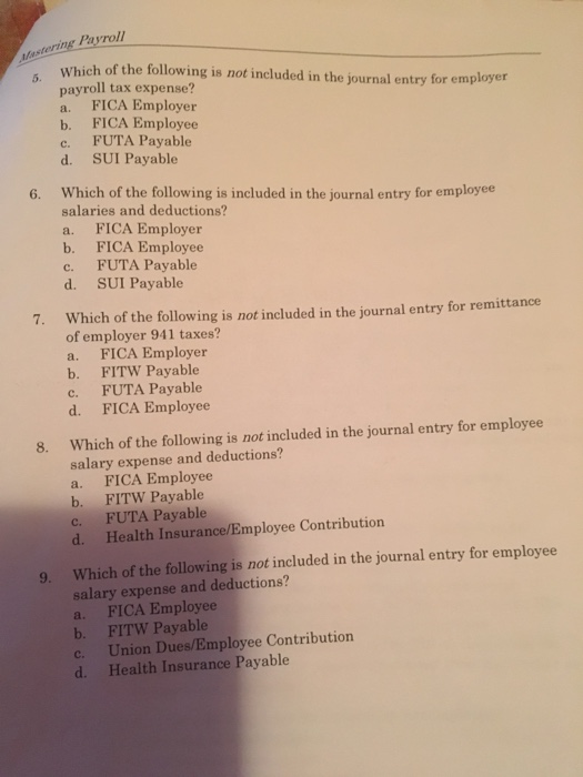Solved ng Payroll Which of the following is not included in 