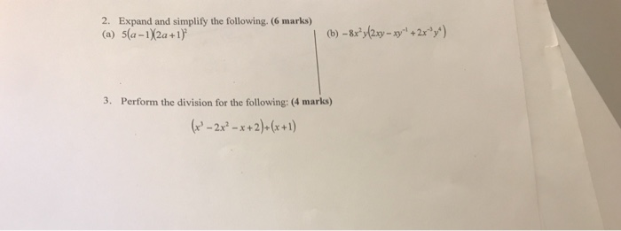 2 Expand And Simplify The Following 6 Marks A Chegg Com