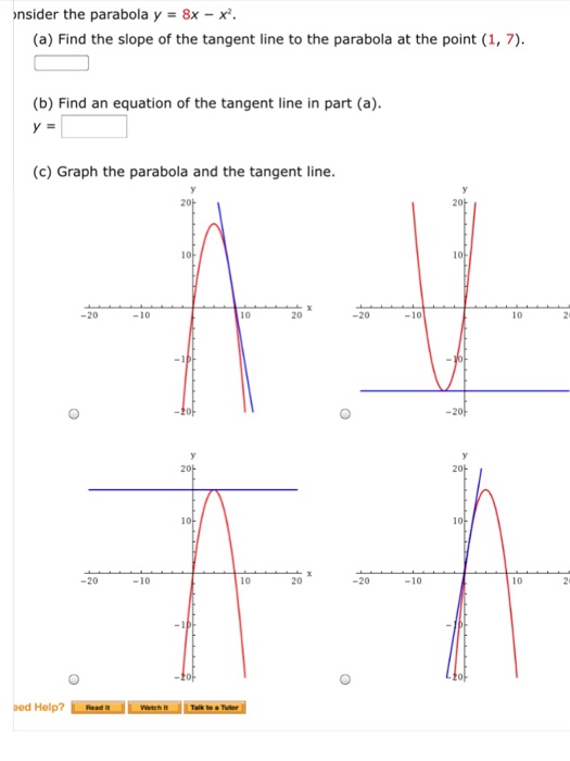 Solved Consider The Parabola Y 8x X 2 Find The Slope Of Chegg Com