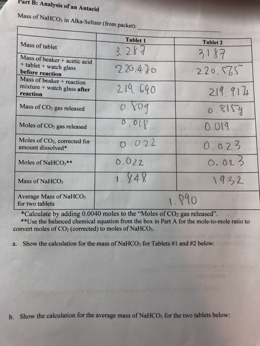 Trial 1 Trial 2 Trial 3 Mass Of Nahco3 812 43 9 Chegg Com