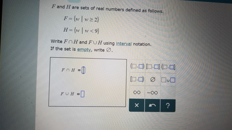 Solved F And H Are Sets Of Real Numbers Defined As Follow Chegg Com