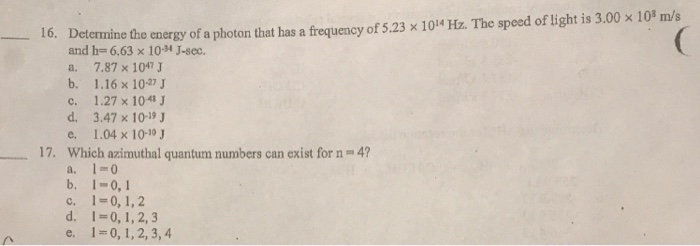 Solved Determine The En And H 6 63 X 10 34 J Sec A 7 8 Chegg Com