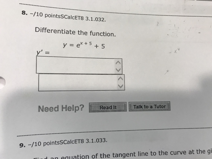 8 10 Pointsscalcet8 3 1 032 Differentiate The Chegg Com