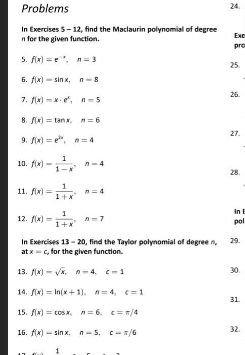 Solved 24 Problems In Exercises 5 12 Find The Maclaurin Chegg Com