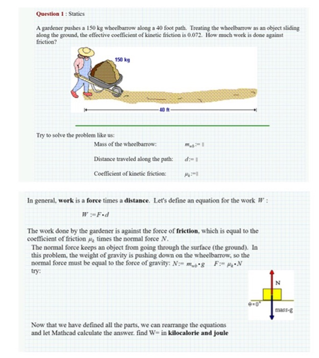 Solved Question 1 Statics A Gardener Pushes A 150 Kg Whe