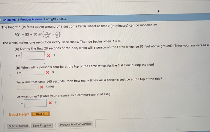 Solved 0 1 Points Previous Answers Lartrig10 2 3 047 Fi Chegg Com