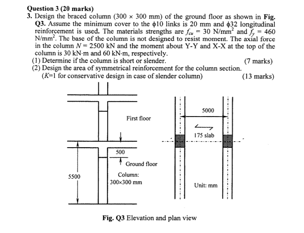 Question 3 20 Marks 3 Design The Braced Column Chegg Com