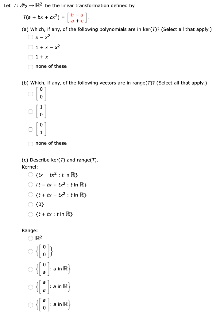 Solved R2 Be The Linear Transformation Defined By Ta Chegg Com