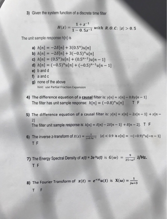 Solved 3 Given The System Function Of A Discrete Time Fi Chegg Com