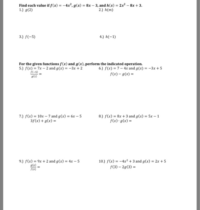 Find Each Value If Fx 4x2gx 8x 3 And Hx 2x2 8x Chegg Com