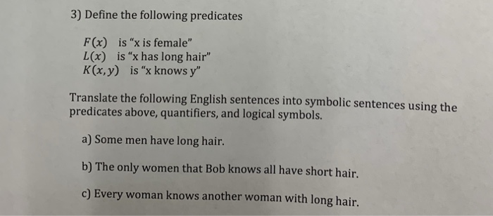 Solved 3 Define The Following Predicates F X Is X Is F