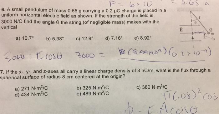 Solved A Small Pendulum Of Mass 0 65 G Carrying A 0 2 Mu Chegg Com