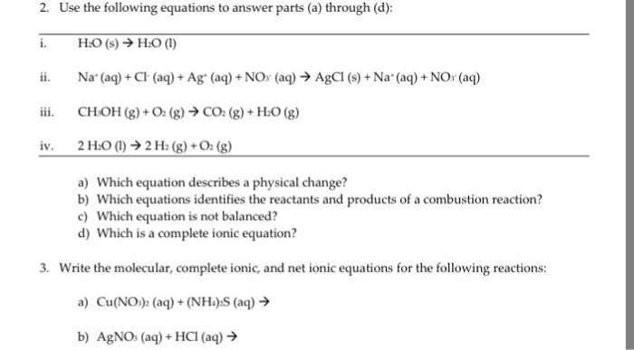 Solved 2 Use The Following Equations To Answer Parts A Chegg Com