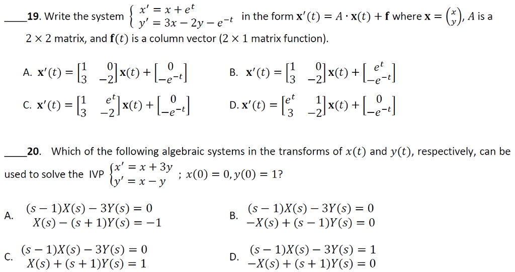 Solved Rm X T A X T F Where X C Aisa 19 Write Chegg Com